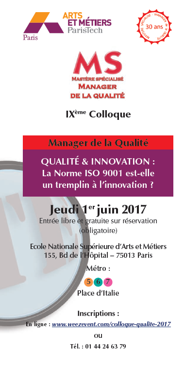 9e Colloque Qualité & Innovation